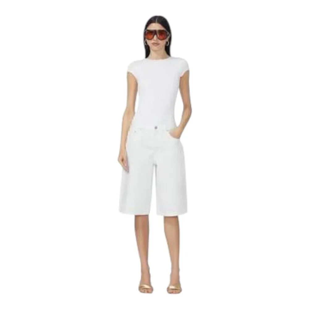 AFRM White Derby Baggy Denim Shorts 29